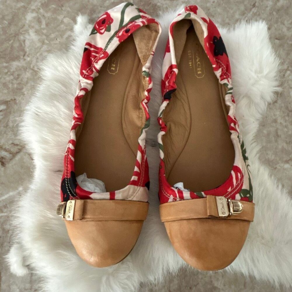 COACH Delphine-Red Poppy Push LocK Ballet Flats 8